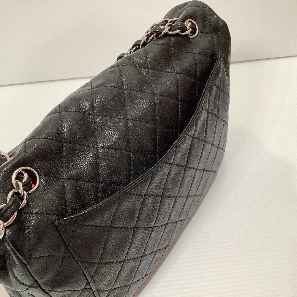 CHANEL MAXI Black Caviar Classic Single Flap Handbag SHW Shoulder Bag - Picture 5 of 16